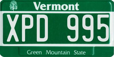 VT license plate XPD995