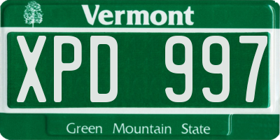 VT license plate XPD997