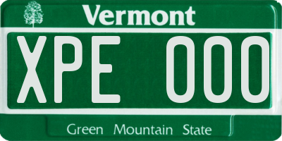 VT license plate XPE000
