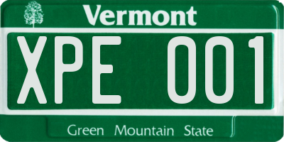 VT license plate XPE001