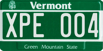 VT license plate XPE004