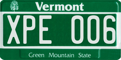 VT license plate XPE006