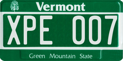 VT license plate XPE007