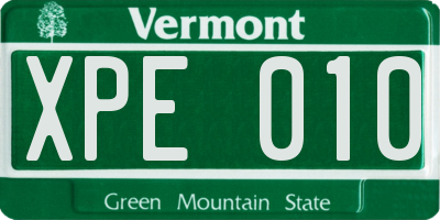 VT license plate XPE010