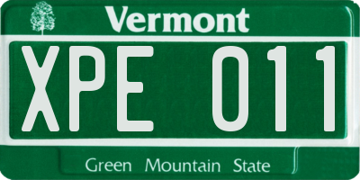 VT license plate XPE011