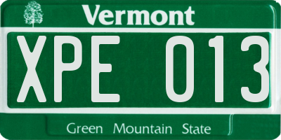 VT license plate XPE013