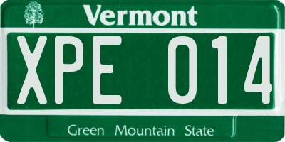 VT license plate XPE014
