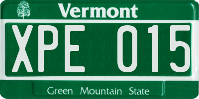 VT license plate XPE015