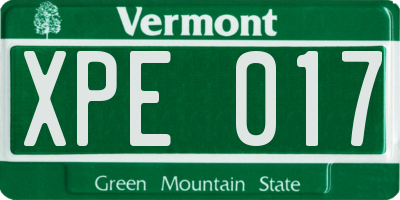 VT license plate XPE017