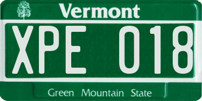 VT license plate XPE018