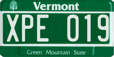 VT license plate XPE019