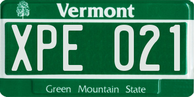 VT license plate XPE021