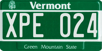 VT license plate XPE024