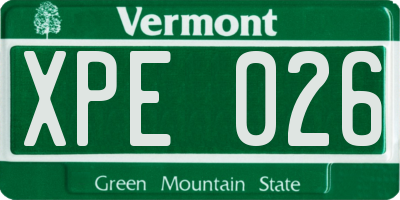 VT license plate XPE026