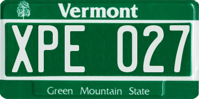 VT license plate XPE027