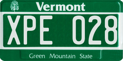 VT license plate XPE028