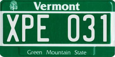 VT license plate XPE031