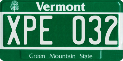 VT license plate XPE032