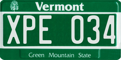 VT license plate XPE034