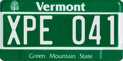 VT license plate XPE041