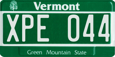 VT license plate XPE044