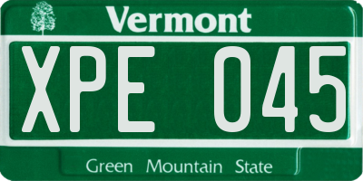 VT license plate XPE045