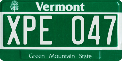 VT license plate XPE047