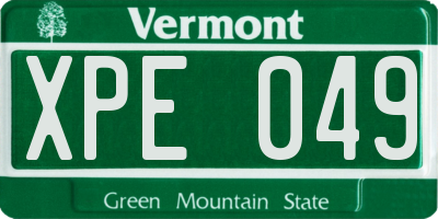 VT license plate XPE049
