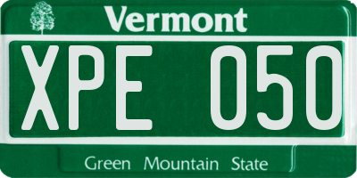 VT license plate XPE050