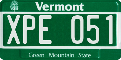 VT license plate XPE051