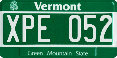 VT license plate XPE052