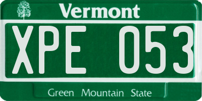 VT license plate XPE053