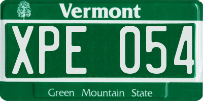 VT license plate XPE054