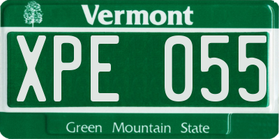 VT license plate XPE055