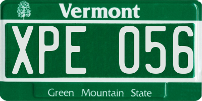VT license plate XPE056