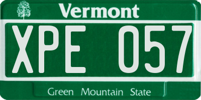 VT license plate XPE057