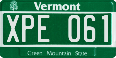 VT license plate XPE061