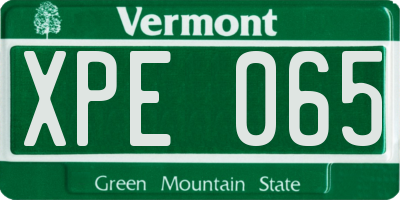 VT license plate XPE065