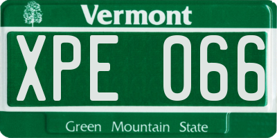 VT license plate XPE066