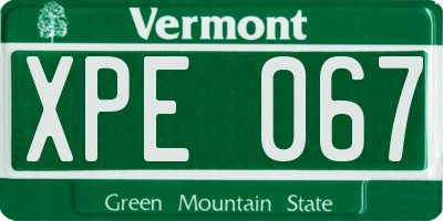 VT license plate XPE067