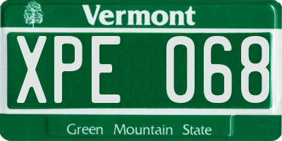 VT license plate XPE068