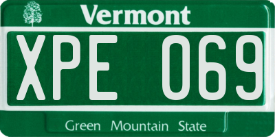 VT license plate XPE069