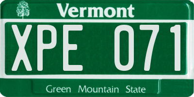 VT license plate XPE071