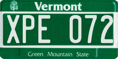 VT license plate XPE072