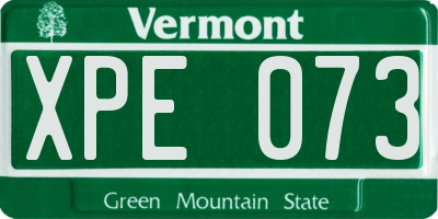 VT license plate XPE073