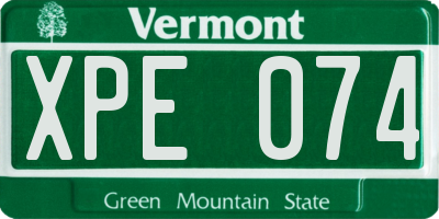 VT license plate XPE074