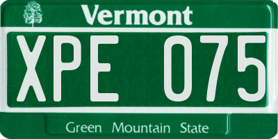 VT license plate XPE075