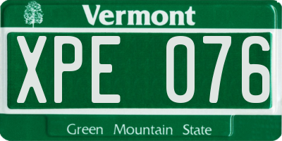 VT license plate XPE076
