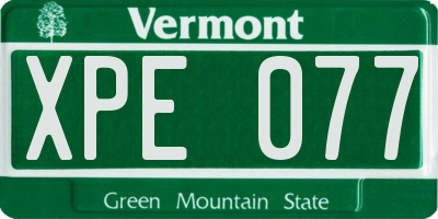 VT license plate XPE077