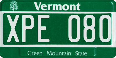 VT license plate XPE080
